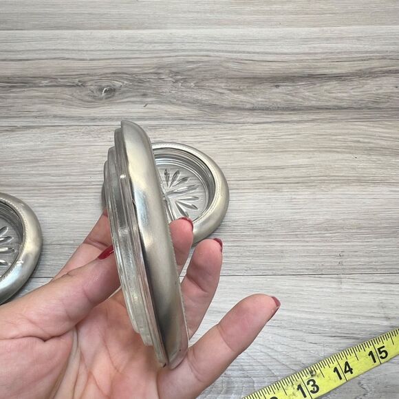 FB Rogers Bros. Rim Cut Glass Coaster Geometric Rope Edge x3 - Picture 8 of 11